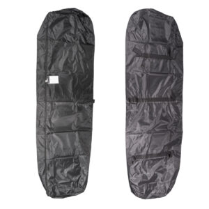 Two long, padded black equipment bags laid flat with zippers and carrying straps.