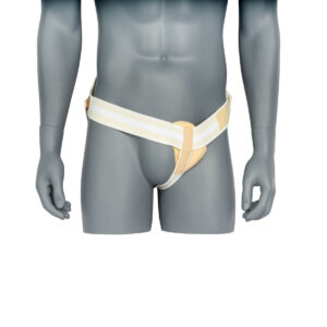 Mannequin wearing yellow striped jockstrap with a front pouch.