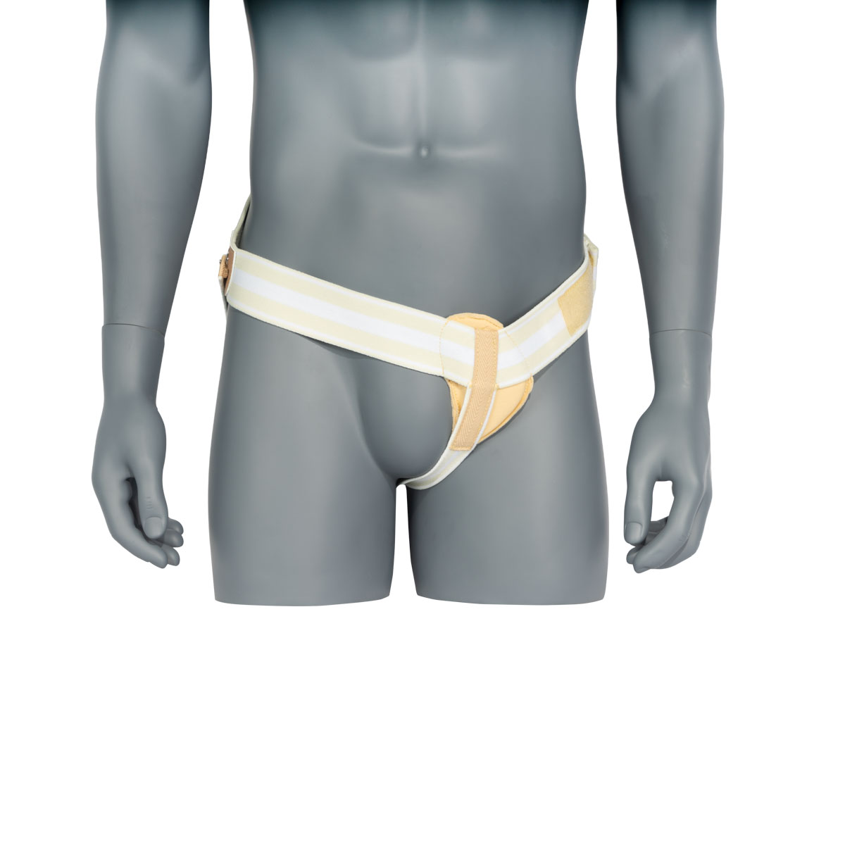 Mannequin wearing yellow striped jockstrap with a front pouch.
