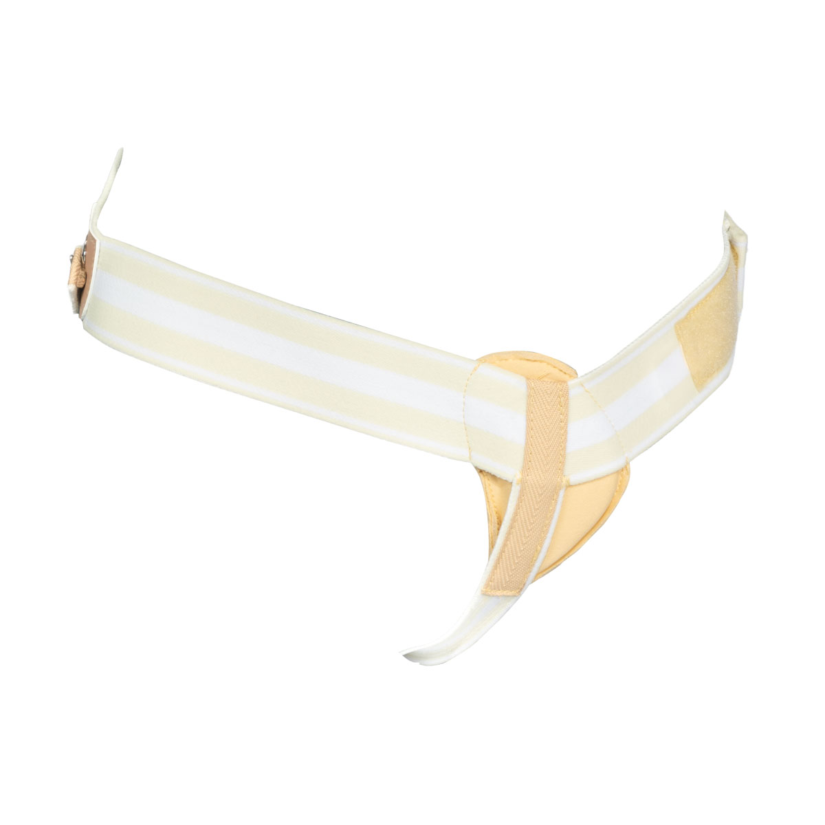 Adjustable abdominal/pelvic support belt with pale yellow stripes and Velcro closures.