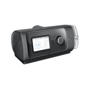 CPAP sleep apnea machine with a digital display showing 5.0 and a circular control knob on the front panel.