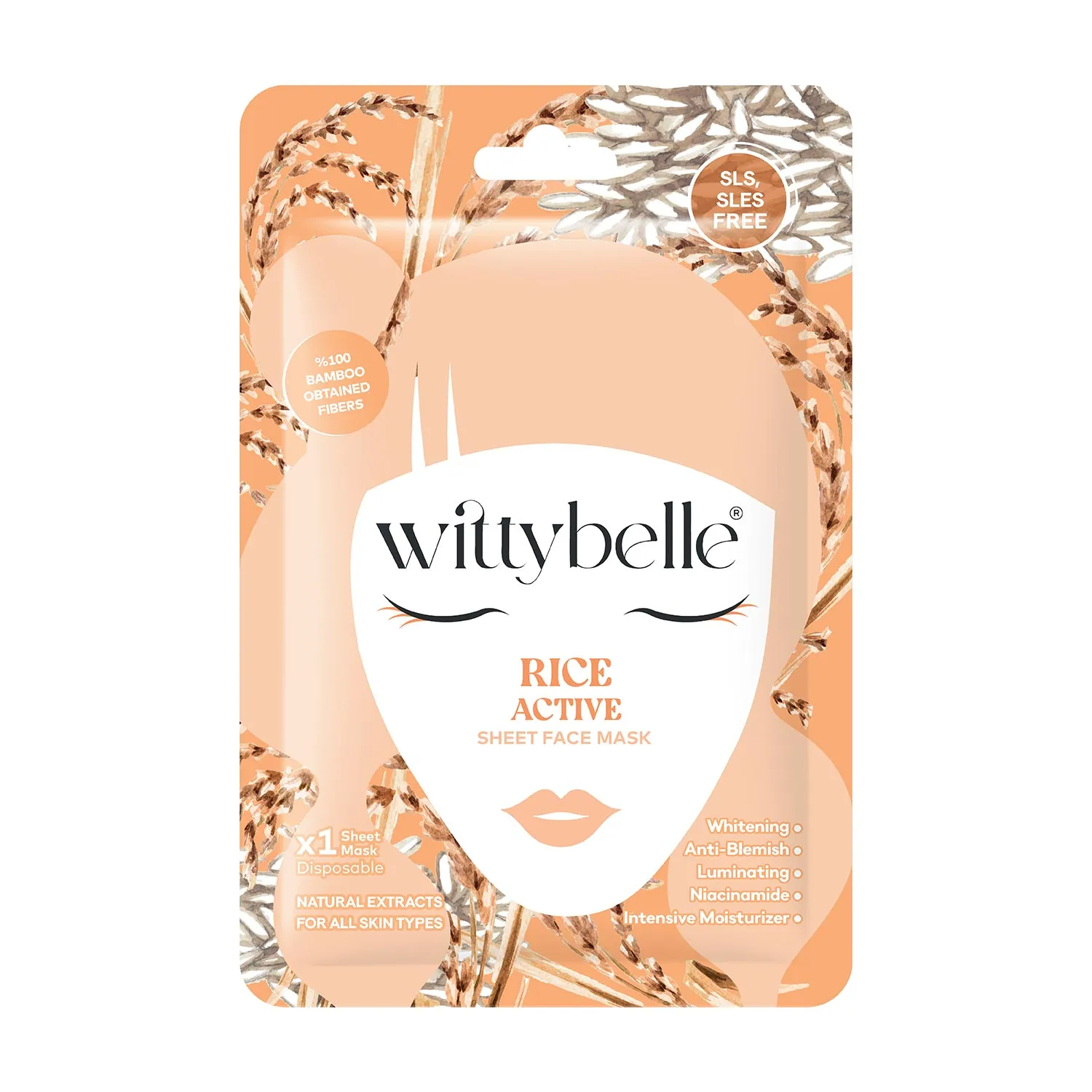 Μασκα Ομορφιας προσωπου με εκχυλισμα Ρυζιου Wittybelle