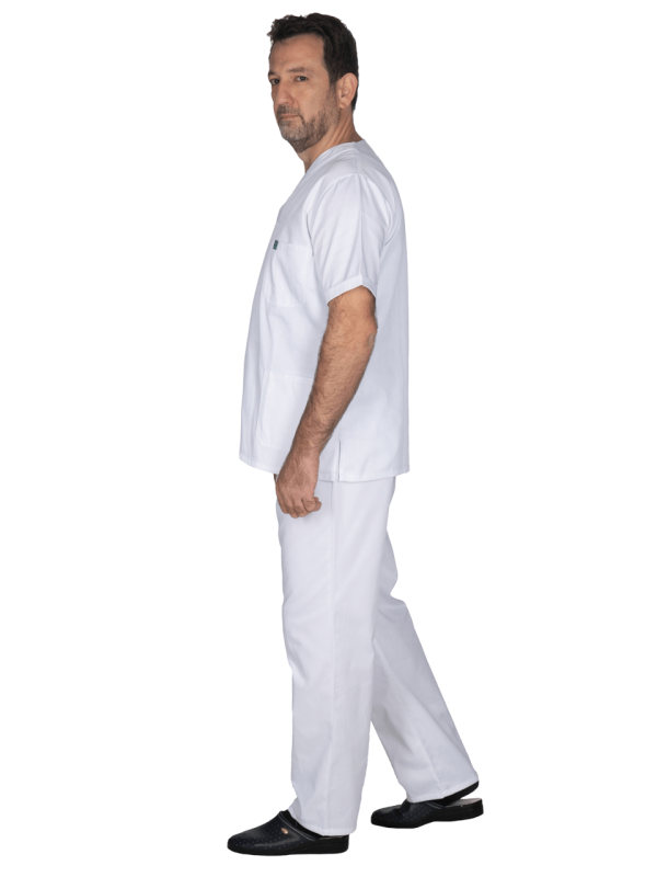 Ιατρική Στολή Unisex Λευκή – Επαγγελματική Στολή Υγειονομικού - Image 3